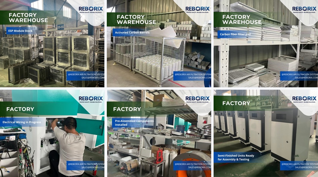 Reborix Shandong factory — assembly lines, QC testing, and production workshop