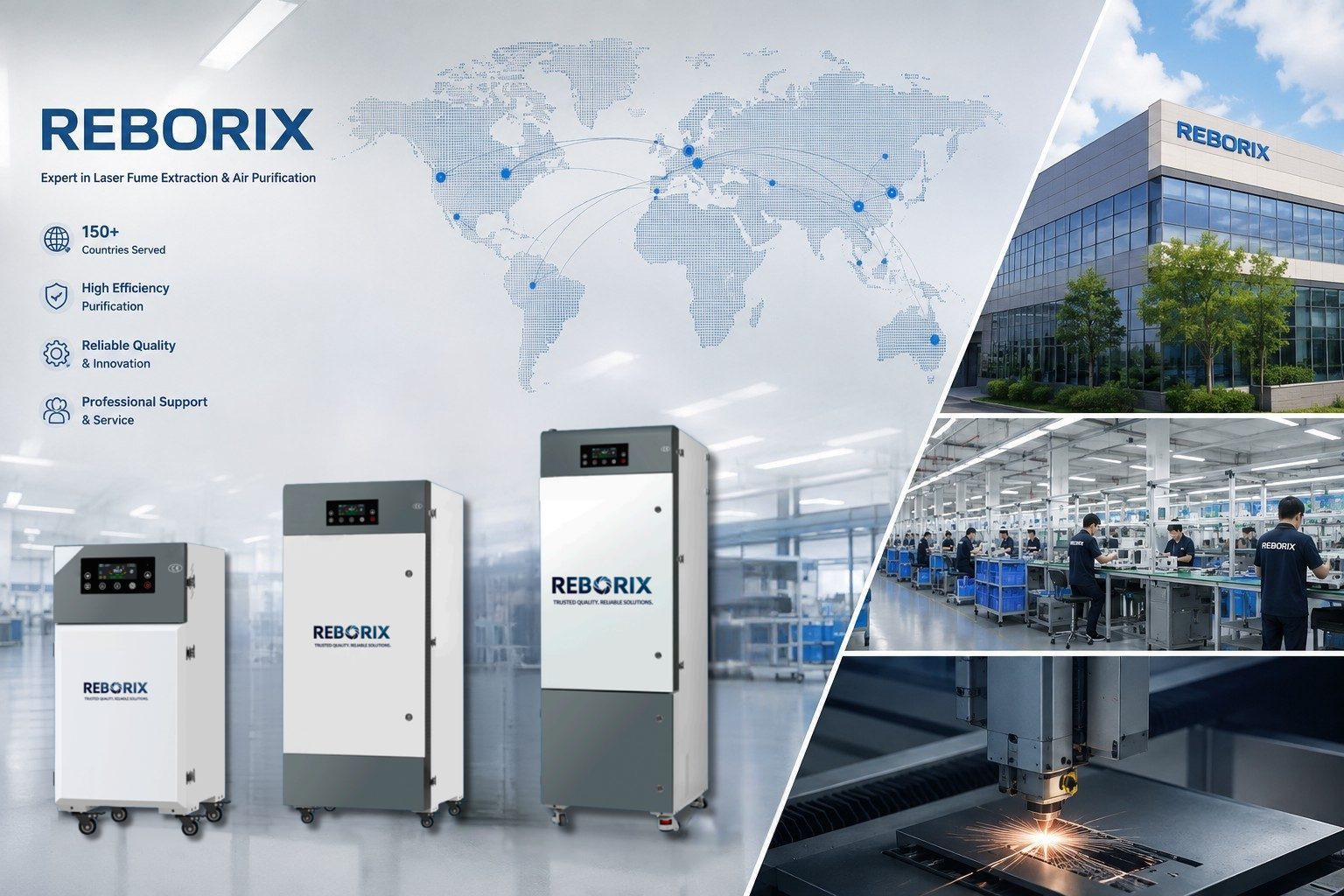 Reborix laser fume extraction systems — product range overview